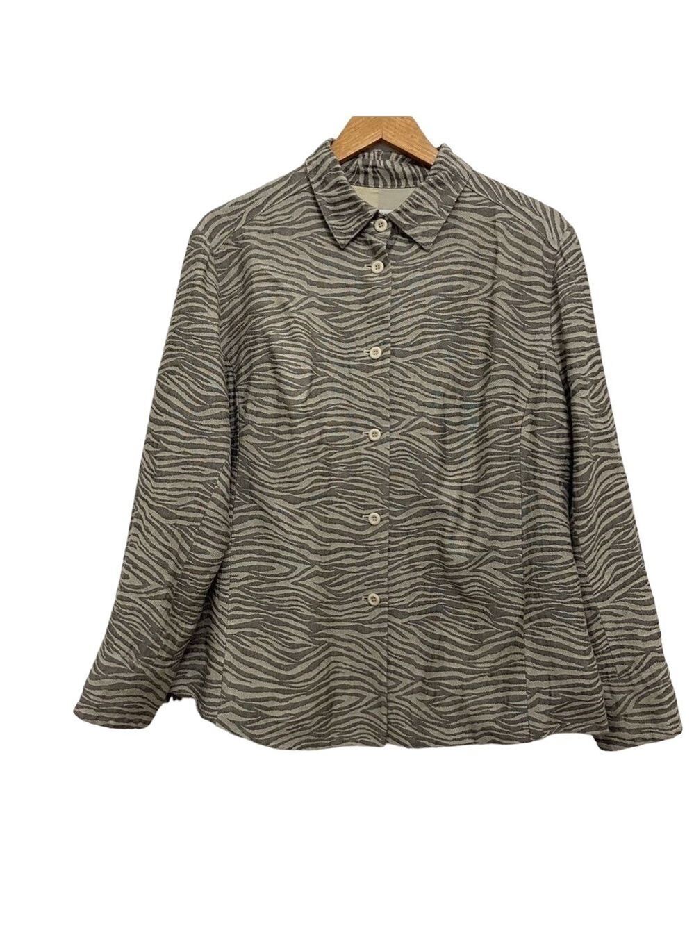 NYGARD collection linen and rayon blend blazer zebra prints plus size 16